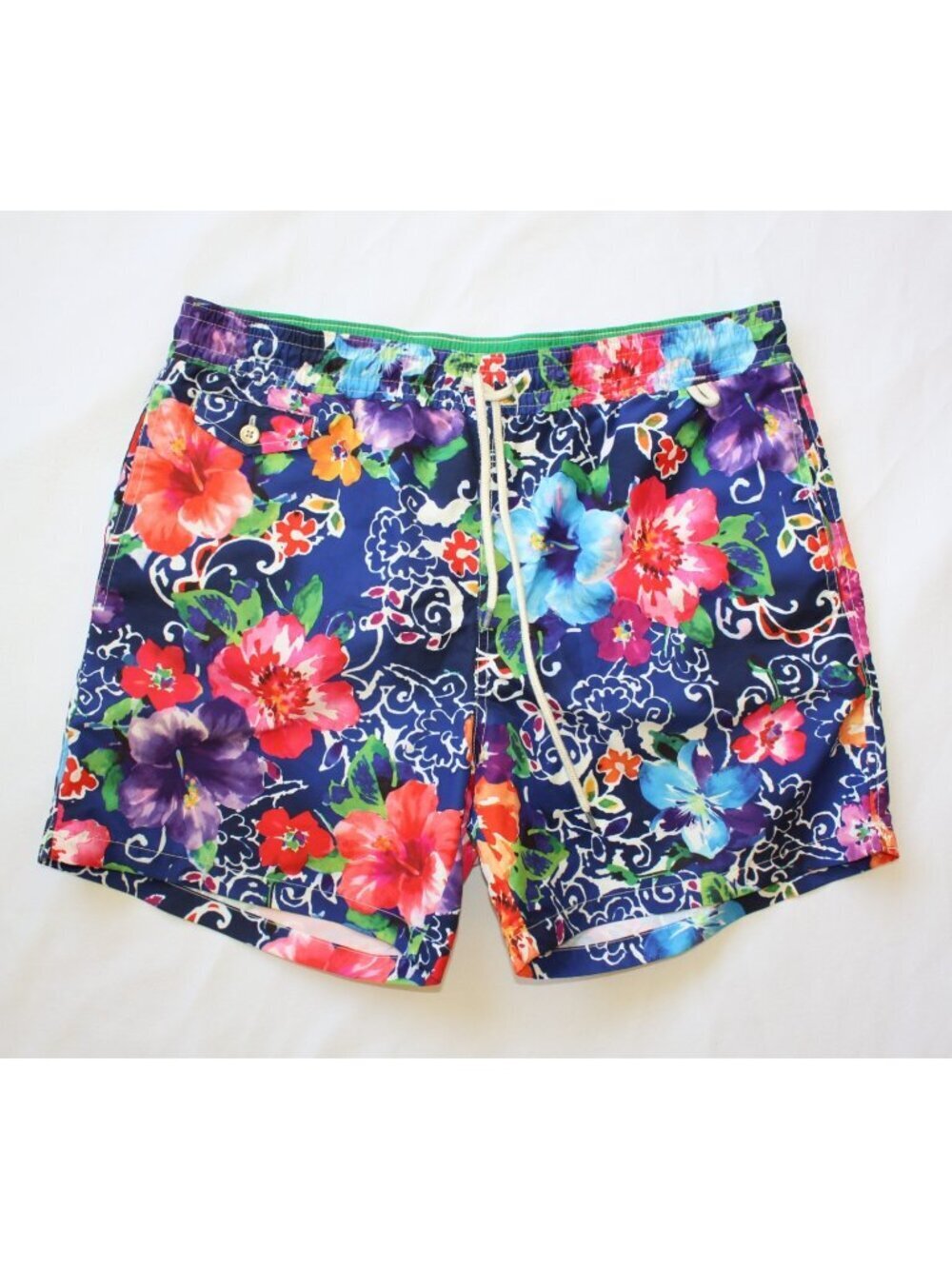 Polo Ralph Lauren Hawaiian Men's Swim Trunks Size LG Drawstring Floral Tropical